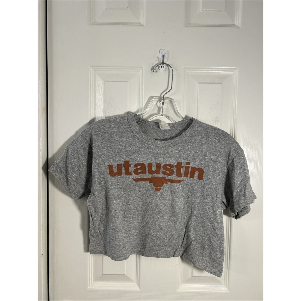 Texas‎ Longhorns Women's Crop Top Shirt Gray Tee Size Medium UT Austin Ricks
